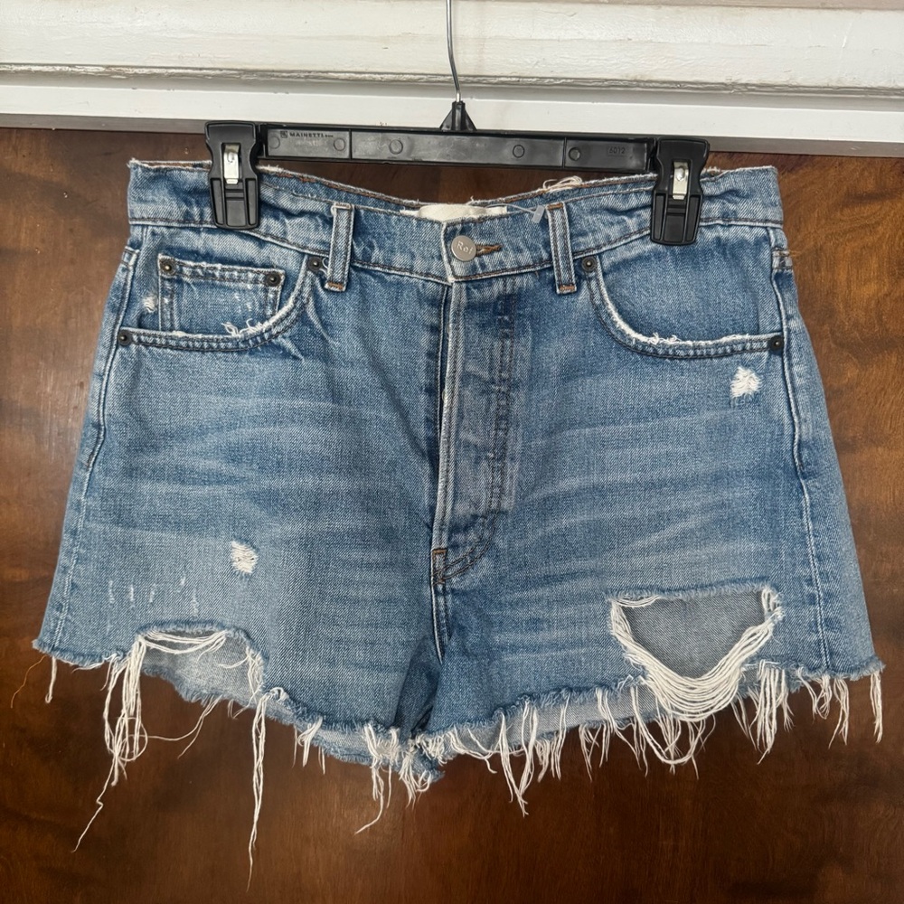 Reformation dixie Distressed Jean Shorts